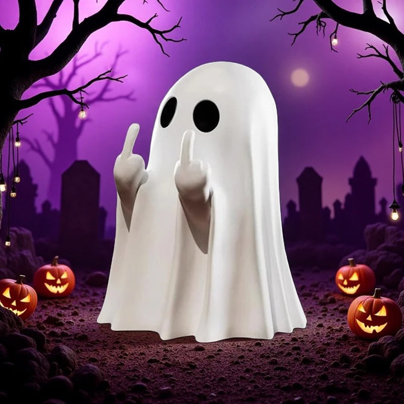 Cute Middle Finger Ghost Statue Small Halloween Decor