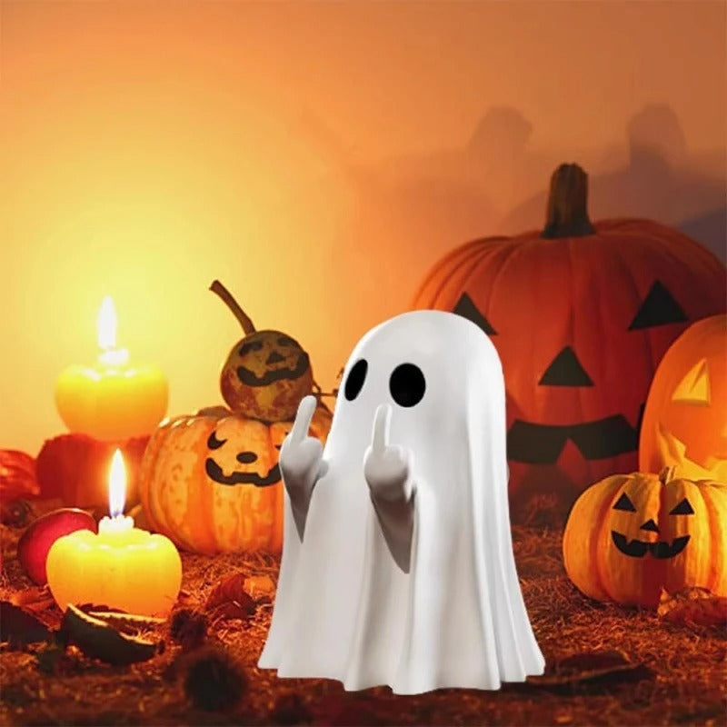 Cute Middle Finger Ghost Statue Small Halloween Decor