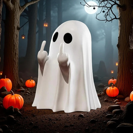 Cute Middle Finger Ghost Statue Small Halloween Decor
