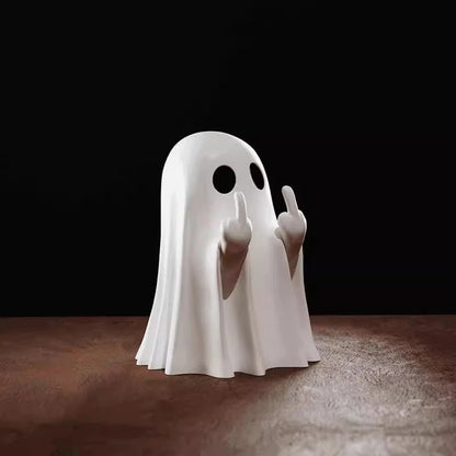 Cute Middle Finger Ghost Statue Small Halloween Decor